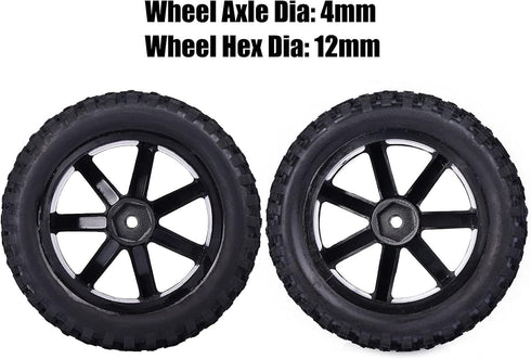 12mm Hex 2.2'' Pre-Glued RC Buggy Wheels and Tires, Out Dia. 3.5'' for 1/10 1/12 1/14 1/16 Off-Road RC Buggy Truck, Set of 4...