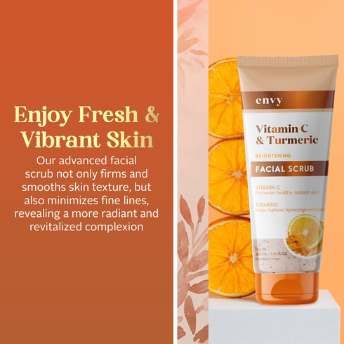Envy Vitamin C and Turmeric Face Scrub - Anti Aging Facial Exfoliating Scrub, Clears Blackheads Improve Dark Spots & Acne - Korean Skin Care - All...