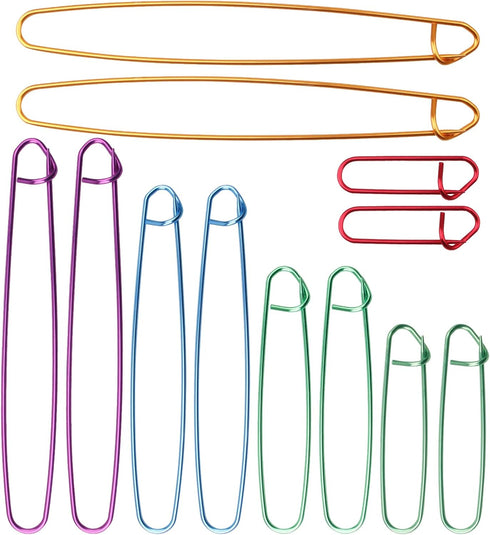 12 PCs Cable Stitch Holder for Knitting 6 Size Colorful Aluminum Yarn Stitches Holder Set Locking Knitting Needle Knitting Stitch Holders 6cm/9cm/...