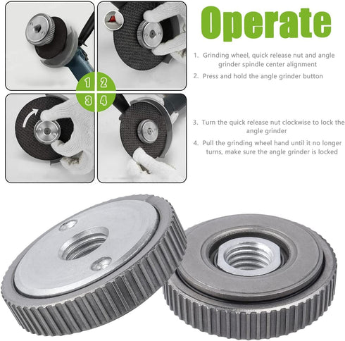 Gear Type Self-Locking Angle Grinder Flange Lock Nuts M14 Thread Quick Release Nut Clamping Equipment Power Tool Accessory, Silver...