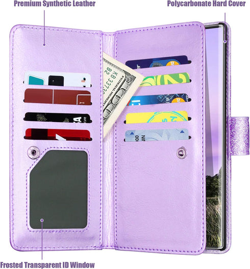 Fingic for Samsung Note 10 Case,Galaxy Note 10 Wallet Case Glitter Sparkle Cover 9 Card Holder PU Leather Flip Case with Kickstand Wrist Strap Wal...