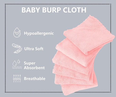 8 Pack Large Burp Cloths for Baby - 20" by 10" Ultra Absorbent Burping Cloth, Hand Washcloths, Newborn Towel - Milk Spit Up Rags - Burpy Cloths fo...