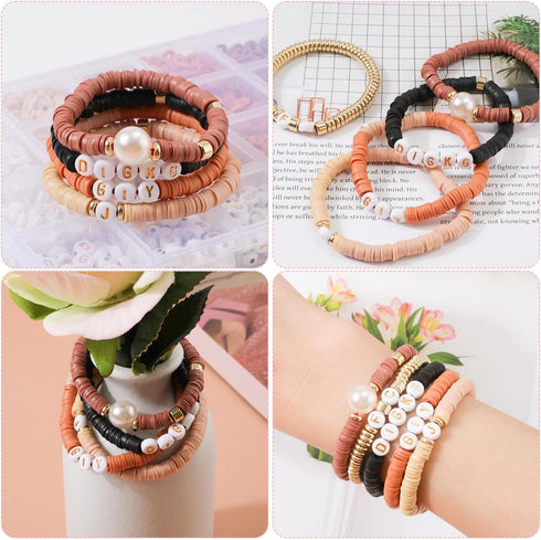 2414pcs Bracelets Making Kit, Clay Beads for Jewelry Making, 6mm Heishi Flat Round Polymer Clay Beads for Friendship Bracelets Making Clay Spacer ...