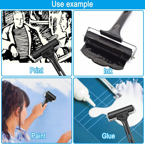 Rubber Roller, Ideal for Anti Skid Tape Construction Tools, Print, Ink and Stamping Tools (2.5 & 4-Inch, Black)...