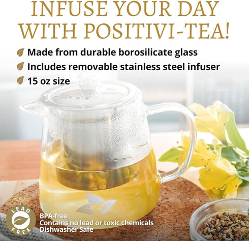 DelighTeas® Glass Teapot | Borosilicate Glass, Stainless Steel Removable Infuser | Designed with non dripping spout...