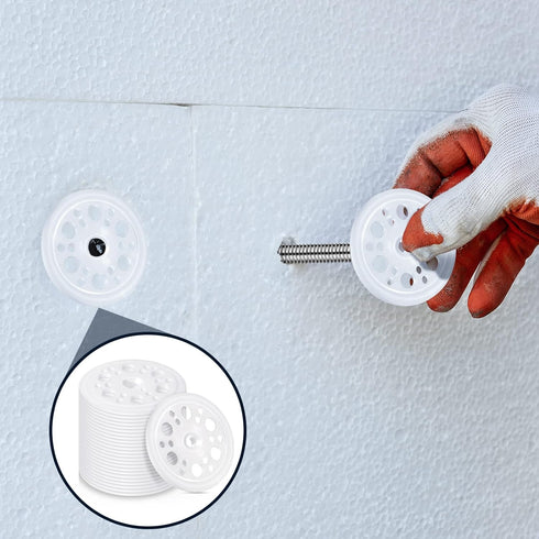 Taiyin 45 mm Plastic Washers Load Spreading Polypropylene Washers for Fixing and Supporting Rigid Foam Insulation Foam Board Load Spreading for Sc...