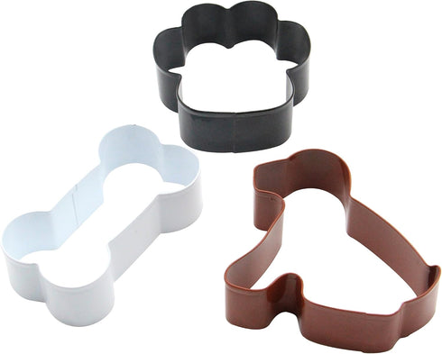 Dog Cookie Cutter Set of 3 - Dog, Paw Print and Dog Bone Stainless Steel Cookie Cutters...