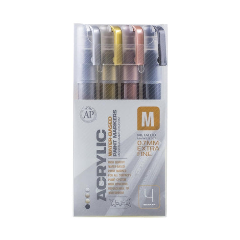 Montana Cans Extra-Fine Acrylic Marker Set, 0.7mm, Metallic...