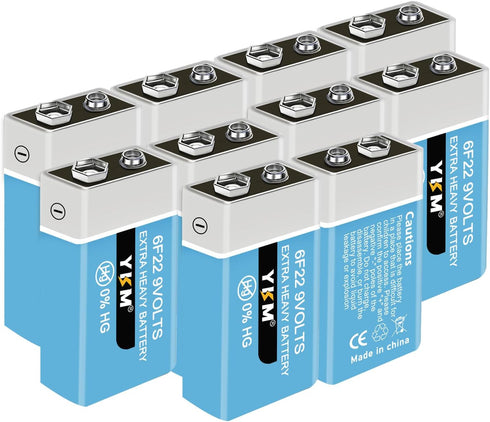 9V Batteries Long Lasting 9 Volt Battery for Smoke Detector Guitar Garage Door Opener Smoke Alarm Walkie Talkie Transistor Radio 7 Years shelf Lif...