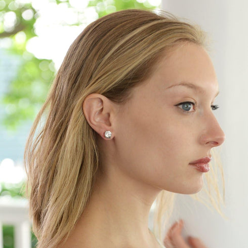 Mariell Cubic Zirconia Crystal Stud Earrings, 2 Carat Round CZ Solitaire, Imitation Diamond Earrings....