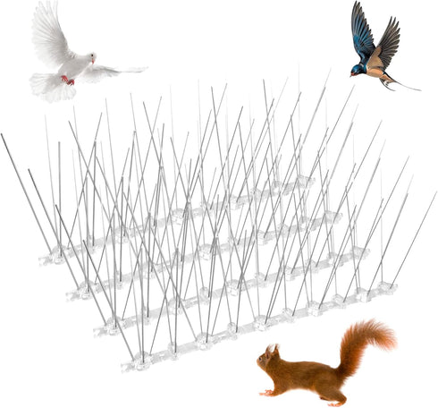 Bird Spikes, 4 Pack Pigeon Spikes of Stainless Steel for Outside to Keep Birds Away, Bird Scare Devices for Small Bird Cat Squirrel, Pigeon Spikes...