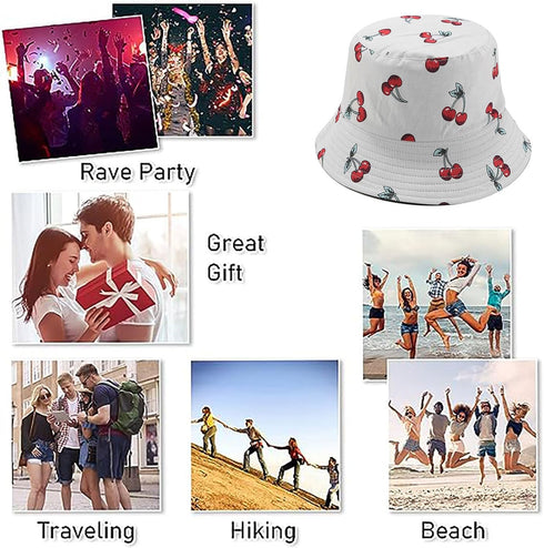 Joylife Banana Print Bucket Hat Fruit Pattern Fisherman Hats Summer Reversible Packable Cap...