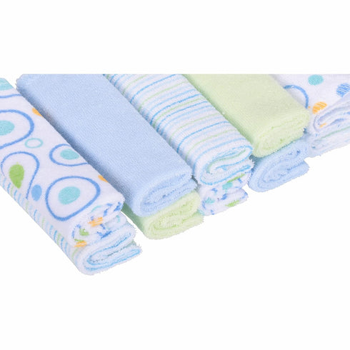 Spasilk Washcloth Wipes Set for Newborn Boys and Girls, Soft Terry Washcloth Set, Pack of 10, Blue Circles...