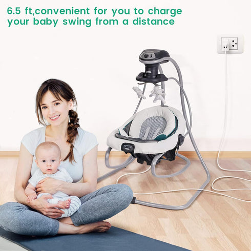 2-Pack Power Cord for Graco Simple Sway, DuetSoothe, DuetConnect LX, DuoGlider, Glider LX - 5V Charging Cable for Nova Baby Swing, 6.5 ft...
