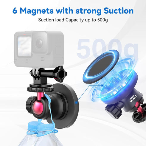 ULANZI Magnetic Camera Mount for GoPro, Strong Magnetic Mount with 360° Rotation Ball Head and Built-in 6 Magnets, Compatible with GoPro Hero 11/1...