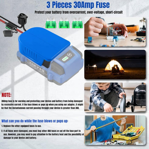 EID 2 Pack for Power Wheel Battery Adapter Fit for Kobalt 24V Battery with Wire Connector, 14 Gauge Wire, 30Amp Fuse and Switch Button, DIY Use fo...