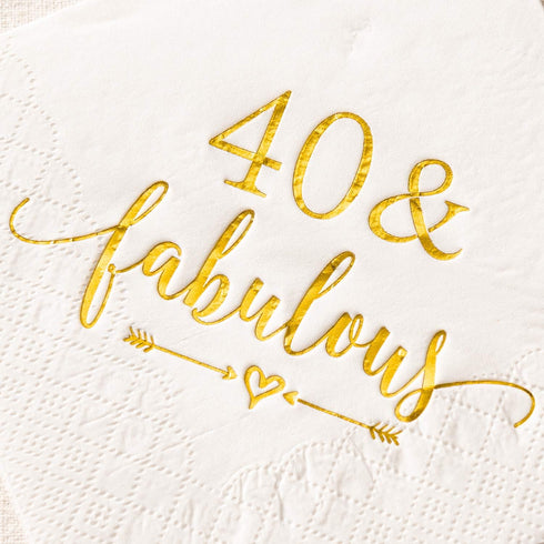 Crisky 40 and Fabulous Cocktail Napkins Gold for Women 40th Birthday Decorations, 40th Birthday Bevergae Dessert Table Supplies, 50Pcs, 3-Ply...