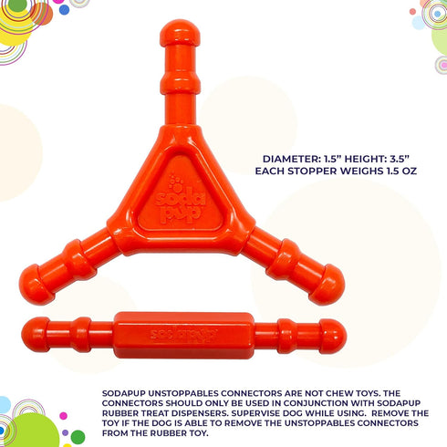 SodaPup Unstoppables Connectors, 2 Pack, PETstrong Nylon Treat Dispenser Chew Toys for Medium & Large Dogs, Food-Safe, Non-Toxic, Made in USA...