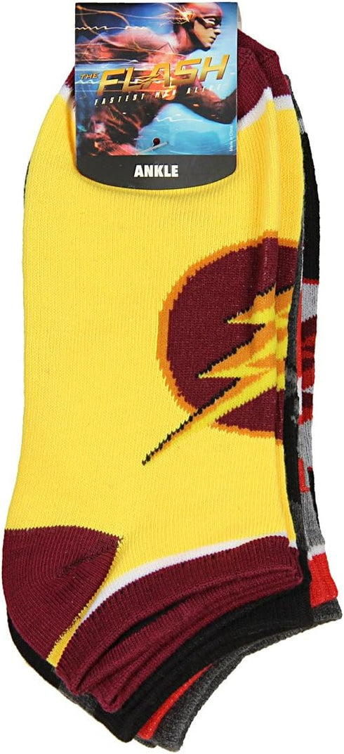 DC Comics The Flash Lighting Logo 5 Pair No-Show Ankle Socks...