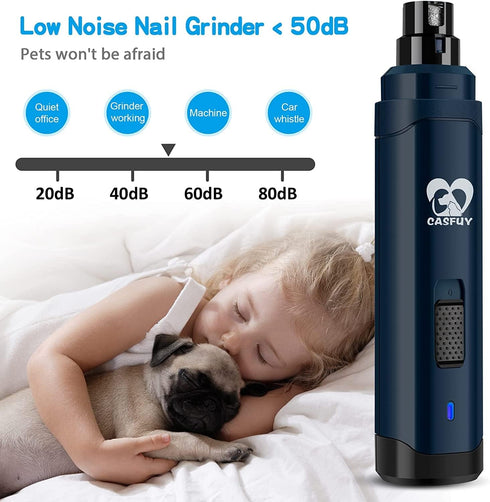 Casfuy Dog Nail Grinder Upgraded - Professional 2-Speed Electric Rechargeable Pet Nail Trimmer Painless Paws Grooming & Smoothing for Small Medium...
