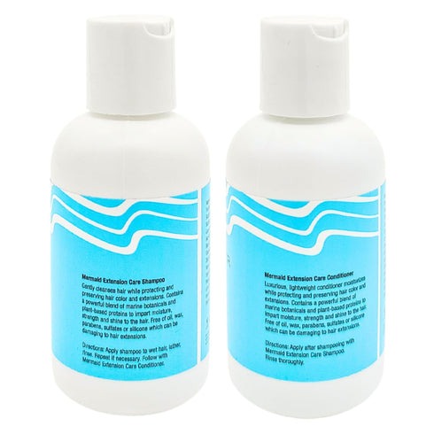 Mermaid Extension Hair Care Shampoo & Conditioner Starter Combo | Oil Free Gentle Moisturizing Salon Grade Hyrdrating Product Safe for Extensions ...