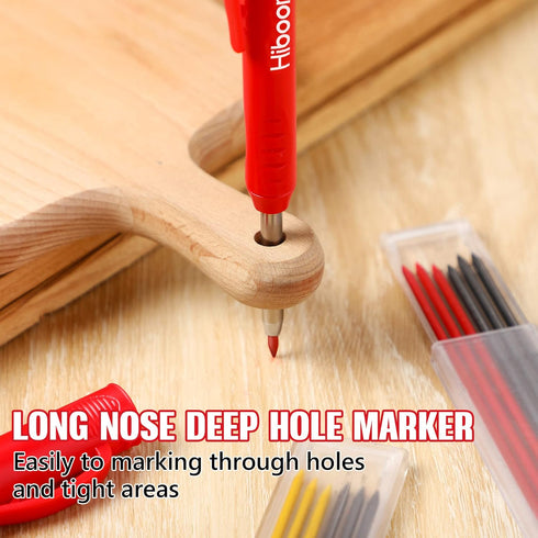 Hiboom 3 Pack Carpenter Pencils Set with 24 Refills, 2.8 mm Carpenters Mechanical Pencil Built in Sharpener Woodworking Marking Tool Solid Long No...