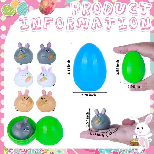 Ganowo 12PCS Prefilled Easter Eggs with Pull-Back Rabbit Carrot Easter Surprise Eggs Car Toys for Easter Party Favor...