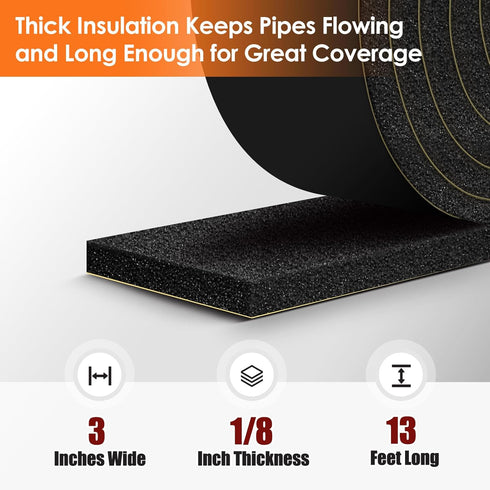 3 in Pipe Insulation Tape - Weather Resistant Foam Tape Insulation - Outdoor Water Pipe Insulation Wrap - Insulation Tape for Water Pipes - Pipe W...