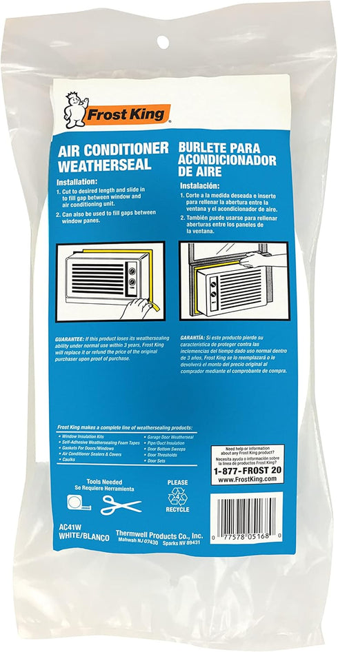 Frost King AC41WA AC Foam Weather Seal, Heavy Duty 1-1/2" W, 1/2" T, 40" L, White...