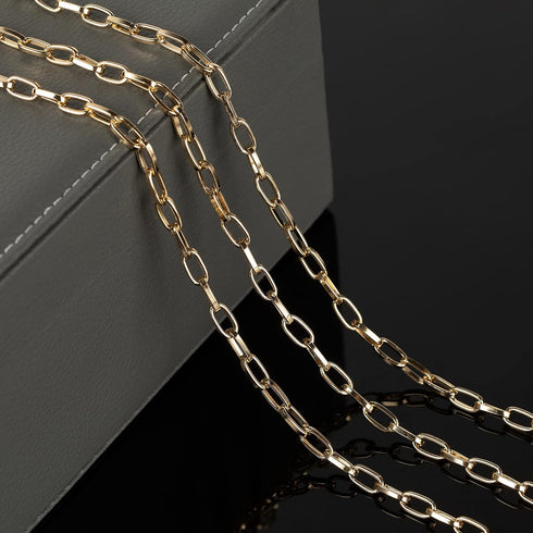 32.8 Feet Aluminum Link Chain Light Gold Flat Oval Chains for Jewelry Making Unwelded Paperclip Chain Spool Necklace Chains Bulk with Lobster Clas...
