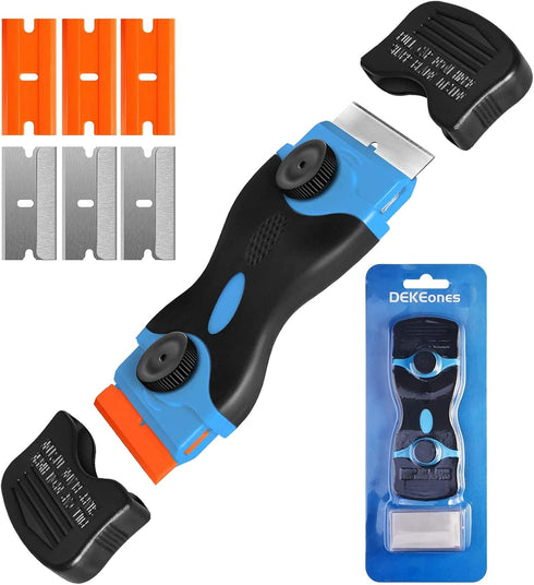 Razor Blade Scraper, Double Edged Razorblade Scraping Tool with 6 Pcs Razor Blades, Paint Scraper for Glass, Decals, Tint, Stickers, Labels, Caulk...