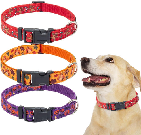 BINGPET 3 Pack Dog Collar for Small Medium Large Dogs,Adjustable Soft Pet Collars with Quick Release Buckle,Adjustable Natural Fabric Pet Dog Coll...