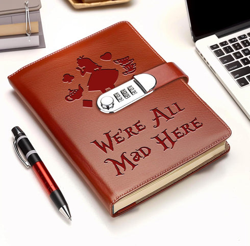 Alice in Wonderland Leather Combination Lock Notebook Always Remember You’re Braver Than You Believe Leather Locked Journal Notebook Alice Fans Gi...