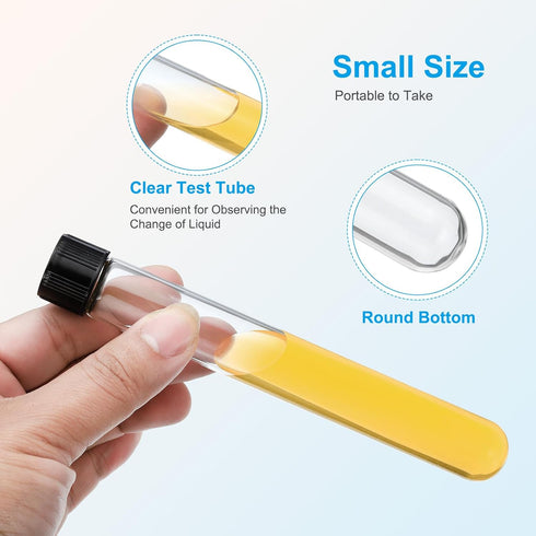 PATIKIL 30ml Test Tubes, 10pcs 5.91x0.79in Glass Clear Round Bottom Test Tube Containers with Plastic Cap for Bead Party Candy Bath Salt Storage S...