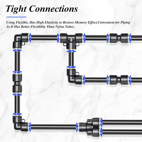 TAILONZ PNEUMATIC Black 4mm or 5/32 inch OD 2.5mm ID Polyurethane PU Air Hose Pipe Tube Kit 10 Meter 32.8ft...