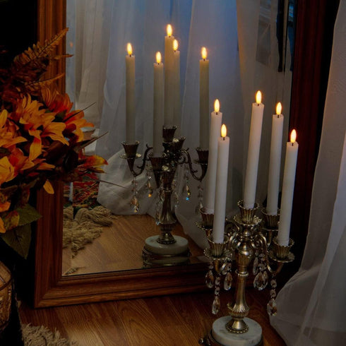 3D Black Wick Led Battery Operated Flameless Taper Candles Light with Timer, Electric Fake Window Candle Flickering Like Real Wax, Flameless Ivory...