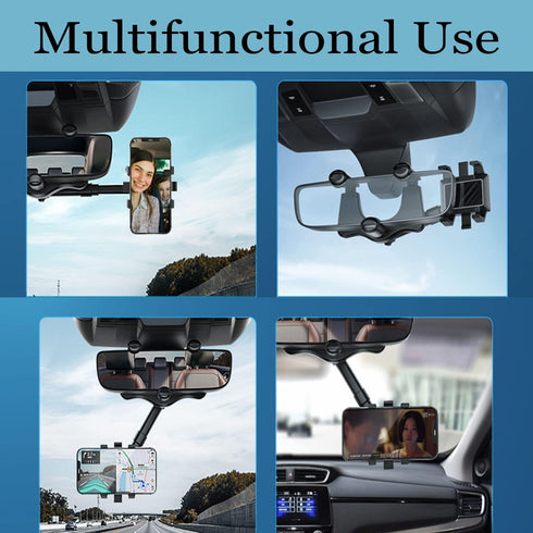 Omaky 360°Rotatable and Retractable Car Phone Holder Car Rearview Mirror Bracket,Multifunctional Adjustable Universal Phones Holder,Universal Phon...