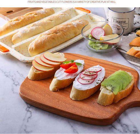 Baguette Pans for Baking / 3 Loaf, Silicone Loaf Roll Pan Cake Mold Tray, Non-Stick Baking Hot Dog Sandwich Mold, Grey, 34.5 CM...