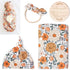 Baby Girl Newborn Receiving Blanket Swaddle Blanket Beanie Hat Wooden Card Set Baby Swaddle Nursery Swaddle Wrap...