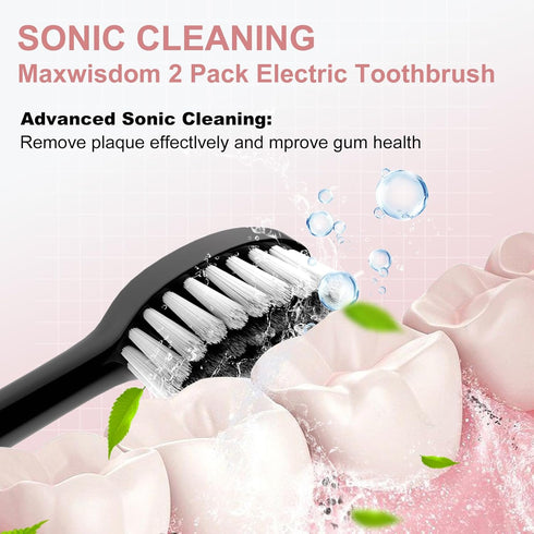 Electric Toothbrush for Kids with Toothbrush Holders?2 Pack Sonic Toothbrush with 10 Heads, 6 Modes, IPX7 Waterproof, Smart Timer, 2 Hours Charge ...