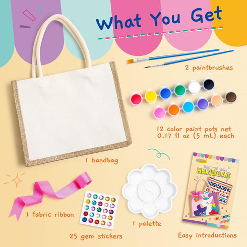 Drama Planet Painting Kit, Paint Your Own Handbag, Arts and Crafts for Girls, Art Activities & DIY Personalized Handbag, Great Gifts for Girls Age...