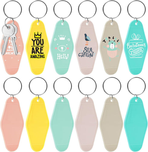 36 Pcs Vintage Motel Keychain DIY Blank Hotel Keychains Heat Transfer Blank Keychains Bulk...