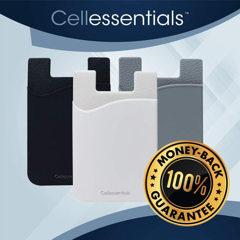 USA Merchant Redesigned Card Holder - Silicone Stick on Cell Phone Wallet with Pocket for Credit Card ID Business Card - iPhone Android & Smartpho...