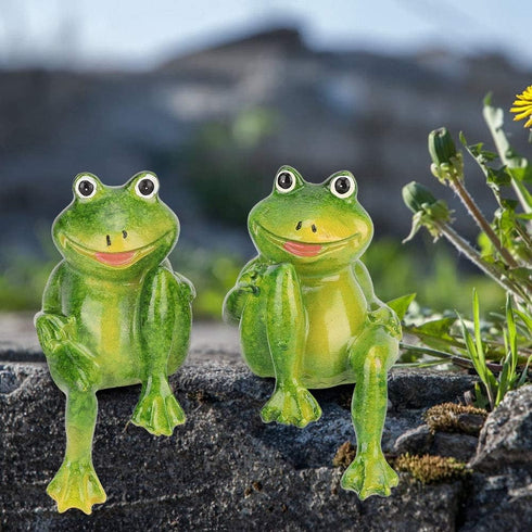 2PCS Frogs Statue Outdoor, 3 Inch Resin Garden Frogs Statue Outdoor Cute Frog Sculpture Frog Lawn Ornament for Pathway Yard Lawn Patio Decorations...