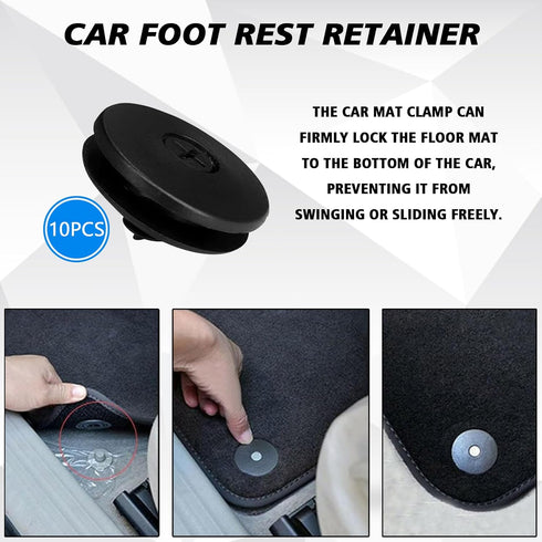 10 Set Car Floor Mat Clips Carpet Fixation Clamps Retainers, Automotive Floor Mats Securing Set, Car Rotating Foot Rest Lock Clips for Car Truck S...