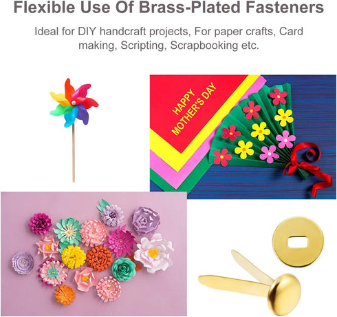 Yaocom 100 Pieces 3/4 Inch Brass Paper Fasteners Paper Brads, and 300 Pieces Plated Brass Washers with Hole Punch (Gold, 20mm Long)...