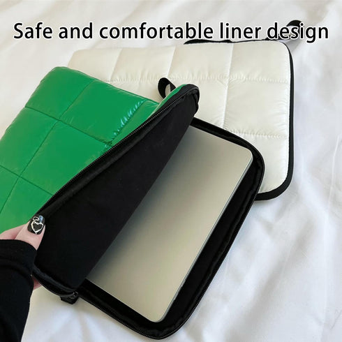 Puffy Laptop Sleeve 15-16 Inch White, Waterproof Carrying Case Bag for Women, Fluffy Computer 15.6 HP Case, Compatible with MacBook Pro 16 Inch, M...