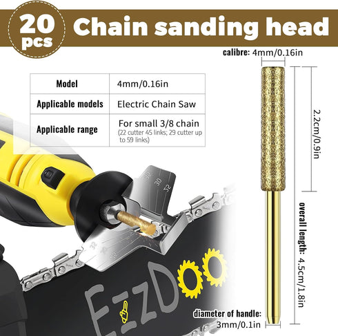 20pcs 7/32 Inch Chainsaw Chain Sharpener, Chainsaw Blade Sharpener, Chainsaw Sharpener Tool for Electric Gold Chain Saw (5.5mm)...