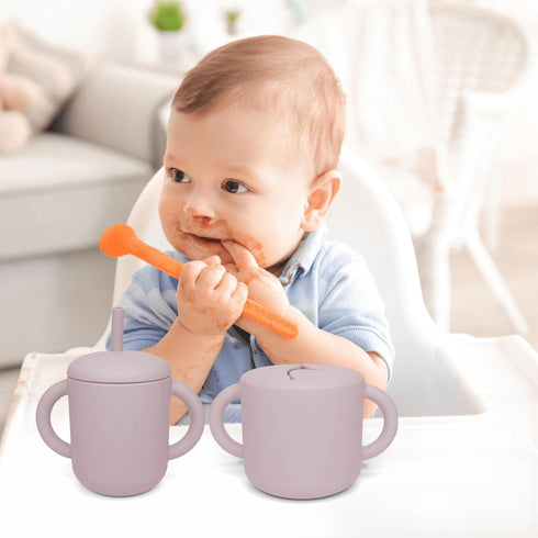 2 in 1 Silicone Food Storage and Drink Containers for Babies and Toddlers, BPA-Free (Pink)...