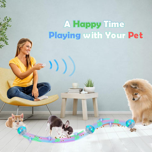 Interactive Dog Toys: Smart Treat Dispenser Ball with Remote Control, Active Rolling, Automatic Moving, USB Rechargeable, RGB Light, for Small, Me...
